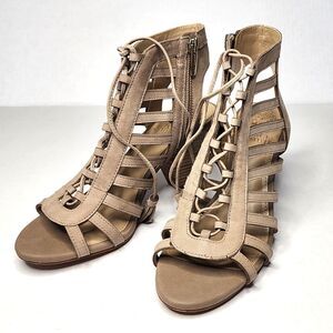 Vince Camuto Elanso Nude Suede Caged Heels Size 6